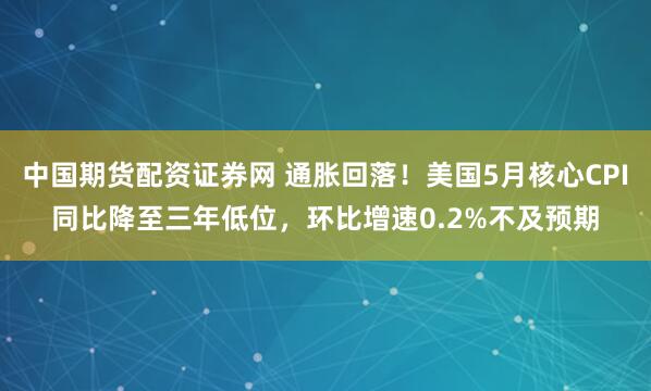 中国期货配资证券网 通胀回落!美国5月核心CPI同比降至三年低位,环比增速0.2%不及预期
